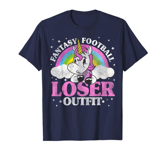 Fantasy Football Loser Outfit Retro Funny Unicorn Loser Gift T-Shirt