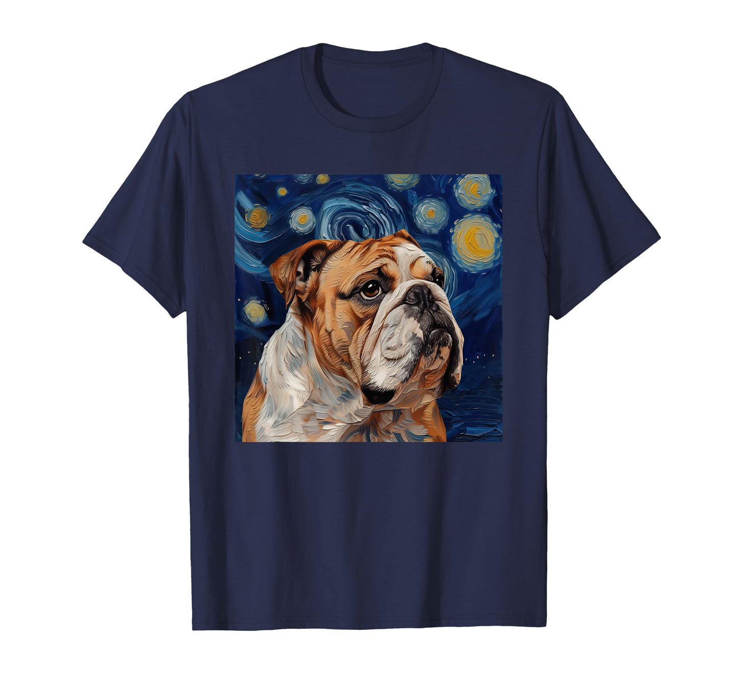 Bulldog Dog Van Gogh Style Starry Night Men Women Girls Kids T-Shirt