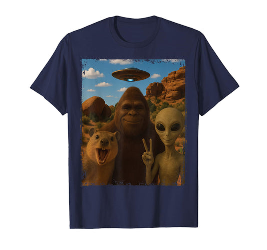 Funny Rock Hyrax Awawa Bigfoot Alien Selfie UFO Roswell T-Shirt