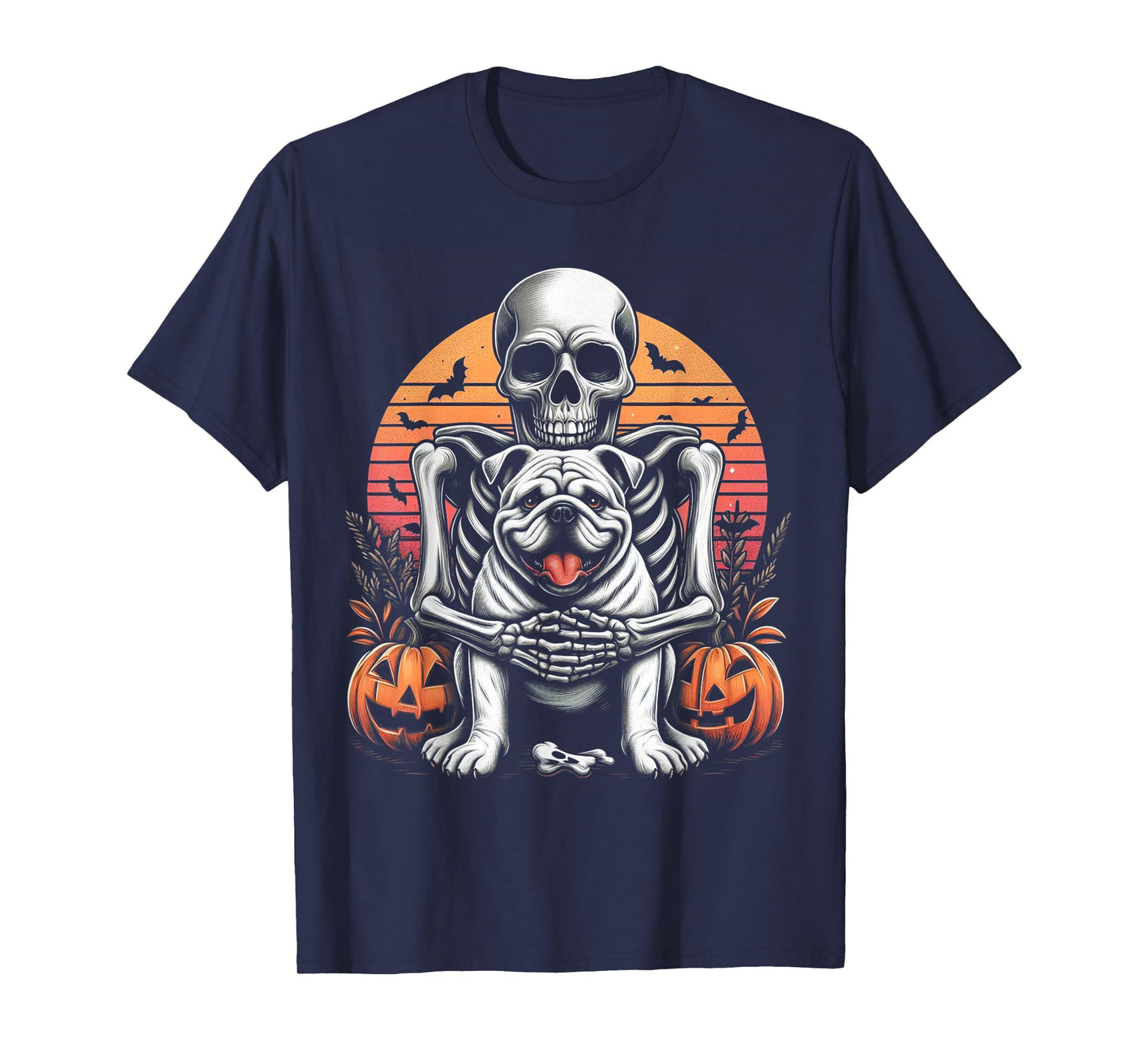 Halloween Dog English Bulldog Skeleton Spooky Costume T-Shirt