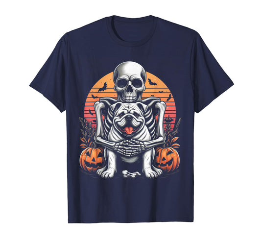 Halloween Dog English Bulldog Skeleton Spooky Costume T-Shirt