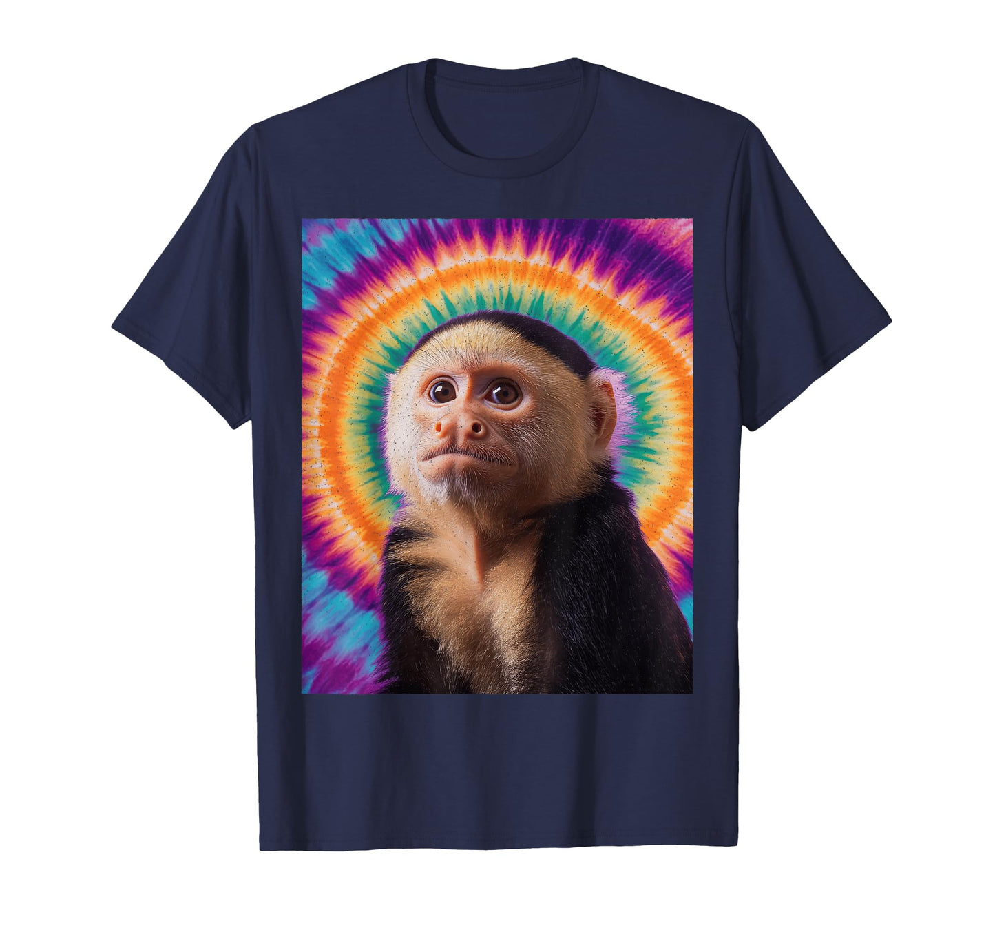 Tie-Dye Capuchin Monkey – Retro Hippie Funny Monkey T-Shirt