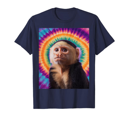 Tie-Dye Capuchin Monkey – Retro Hippie Funny Monkey T-Shirt