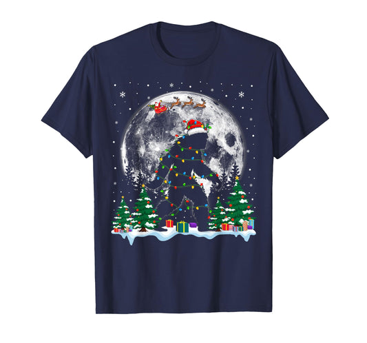 Santa Bigfoot Christmas Lights Funny Sasquatch Believe T-Shirt