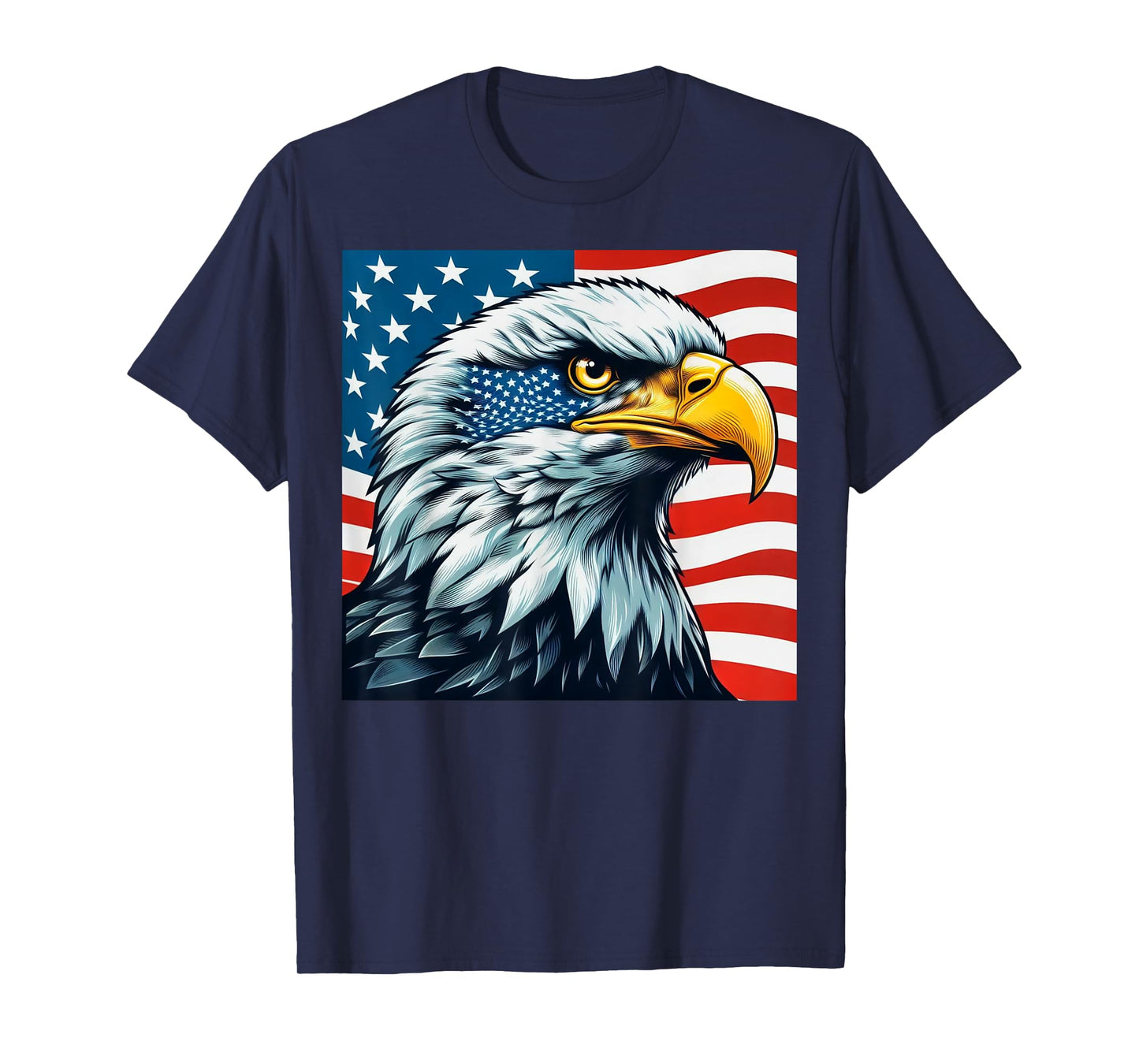 Freedom's Wings: Majestic Bald Eagle & American Flag Emblem T-Shirt