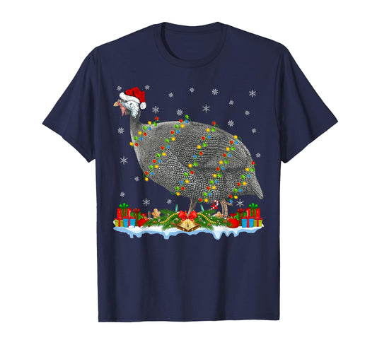 Guinea Fowl Lover Matching Santa Hat Guinea Fowl Christmas T-Shirt