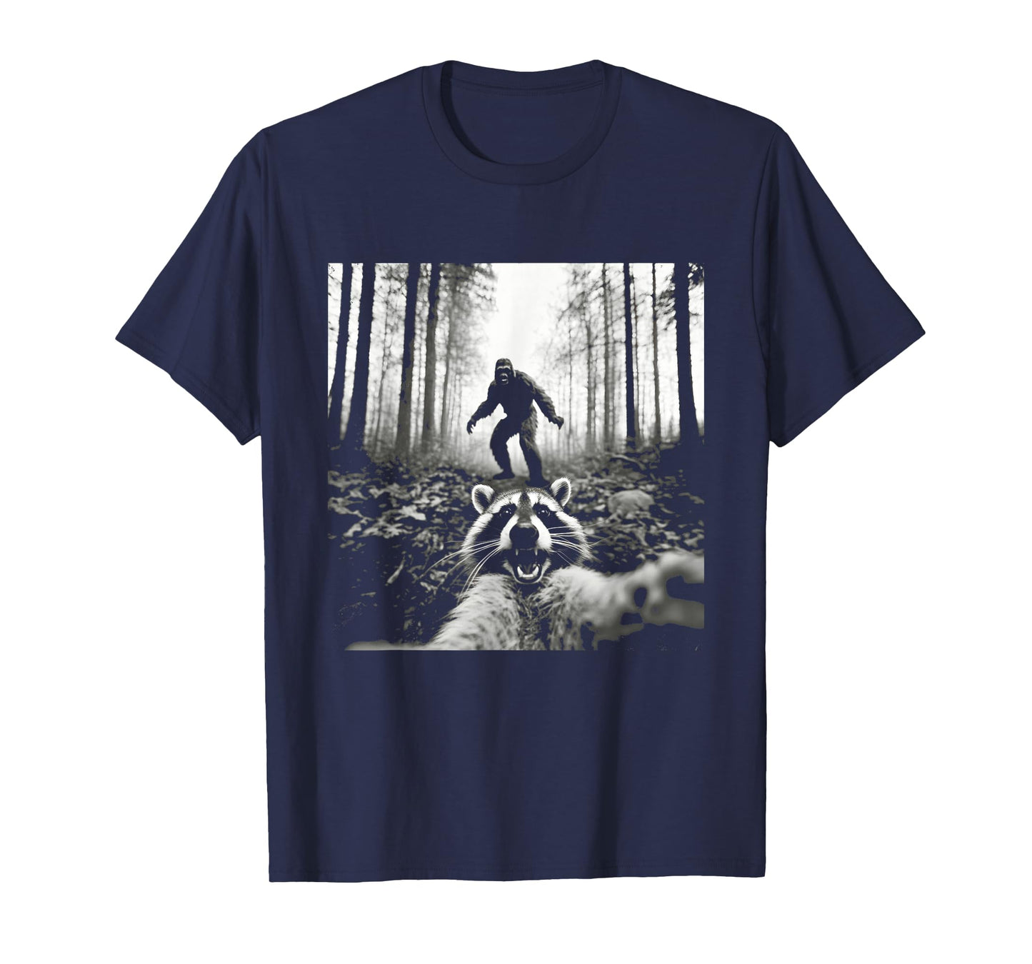 Funny Raccoon Selfie with Sasquatch Bigfoot T-Shirt