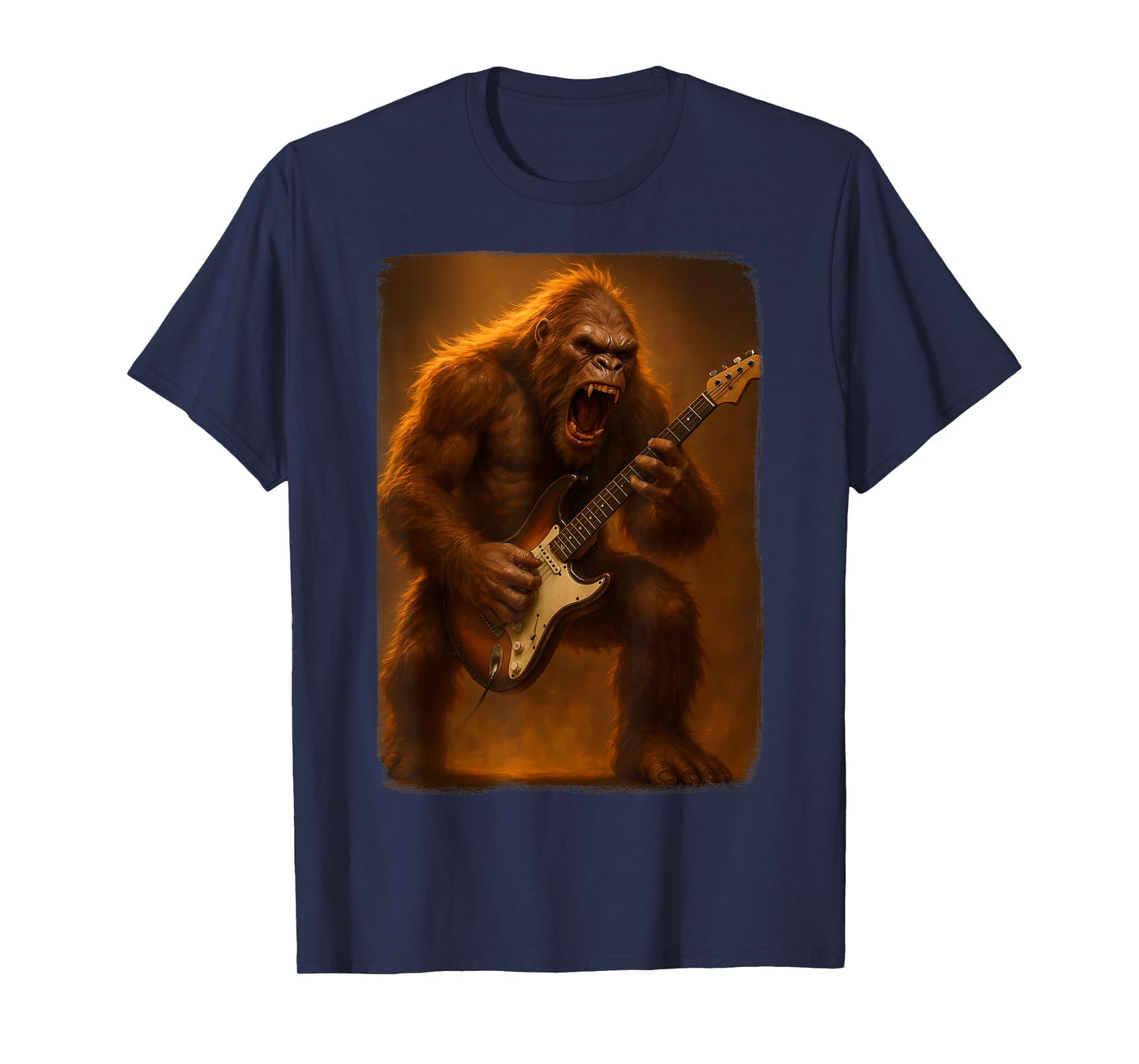 Bigfoot Playing Guitar Rock Music Band T-Shirt
