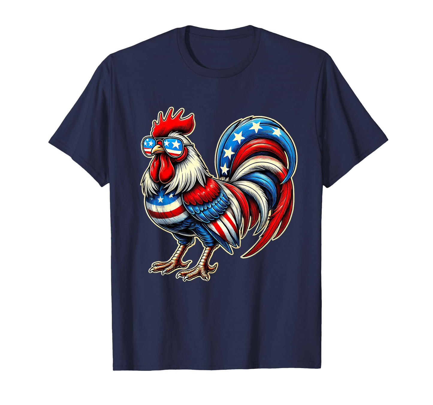 Chicken American Flag USA Farmer Funny 4th Of July Fourth T-Shirt