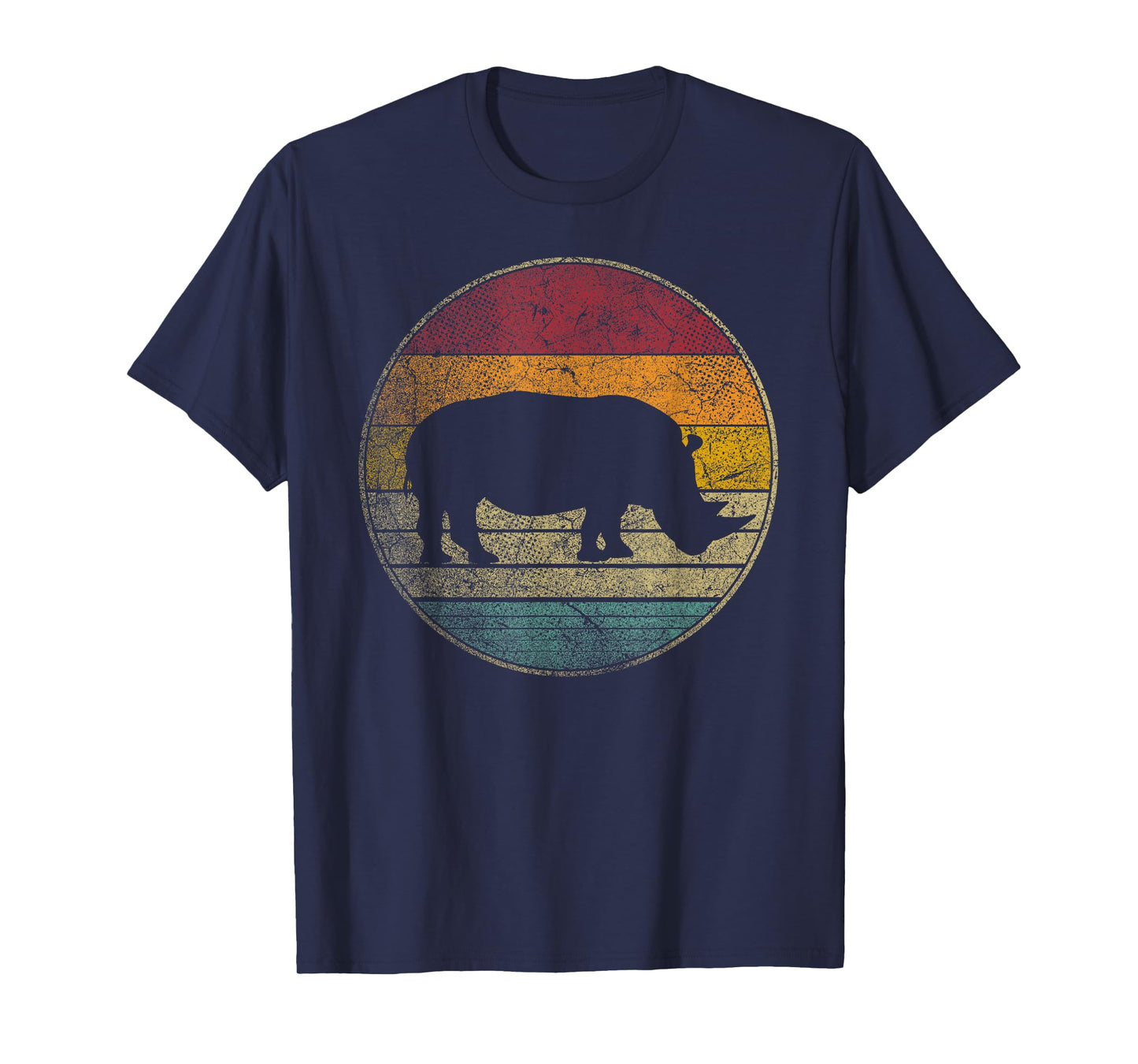 Rhino Rhinoceros Vintage Distressed Retro Style 70s 80s T-Shirt