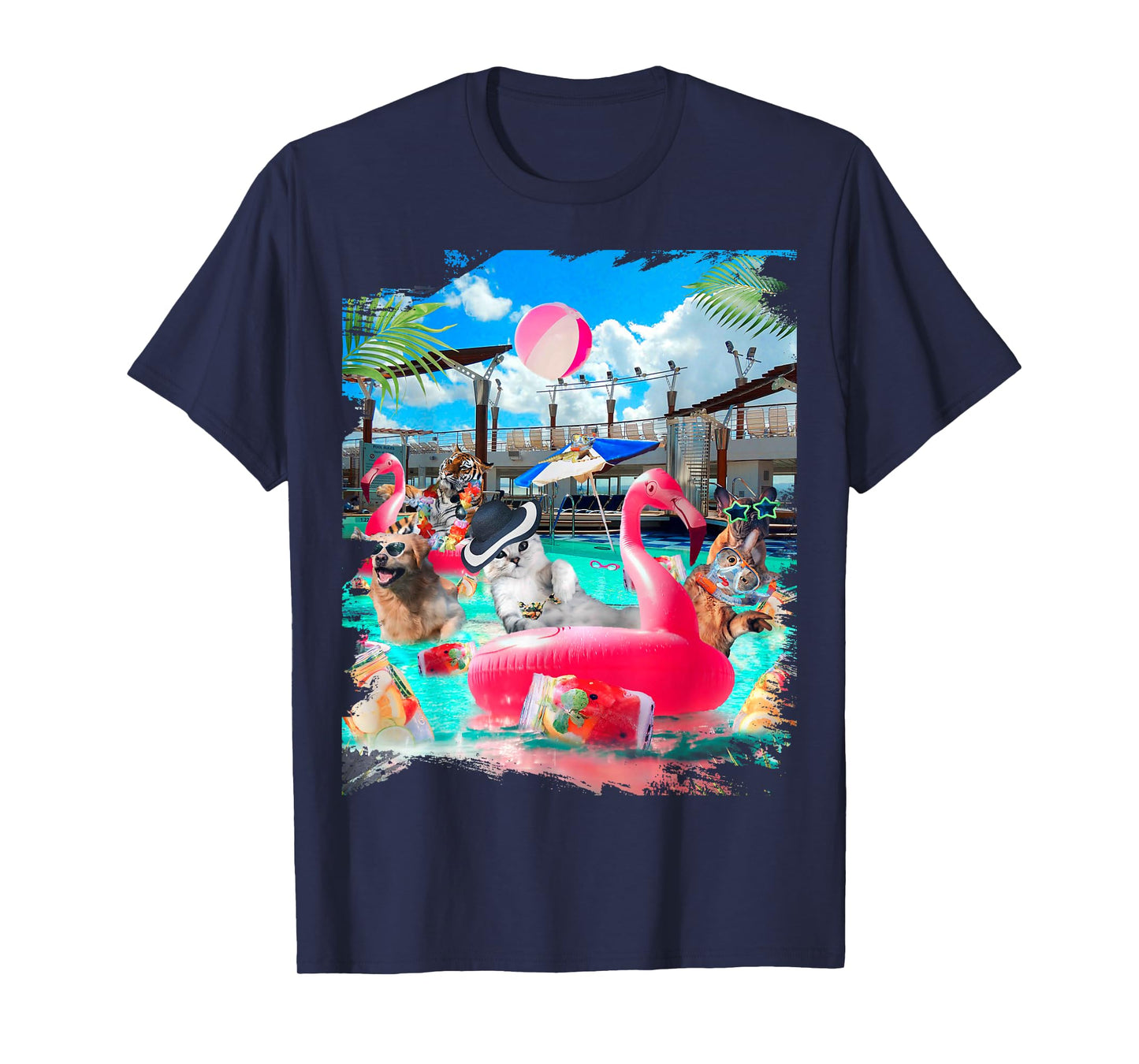 Cat Cats Tiger Dog Dogs Cruise Ship, Funny Cute Men Women Girls Kids T-Shirt