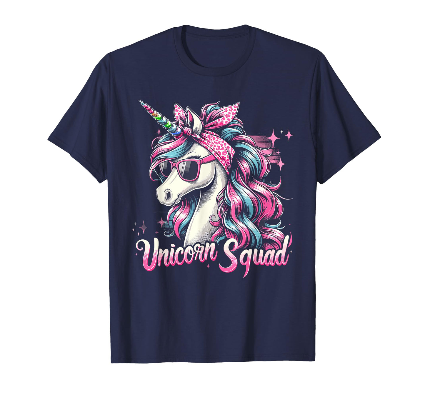 Unicorn Squad - Graceful Unicorn with leopard Bandana T-Shirt