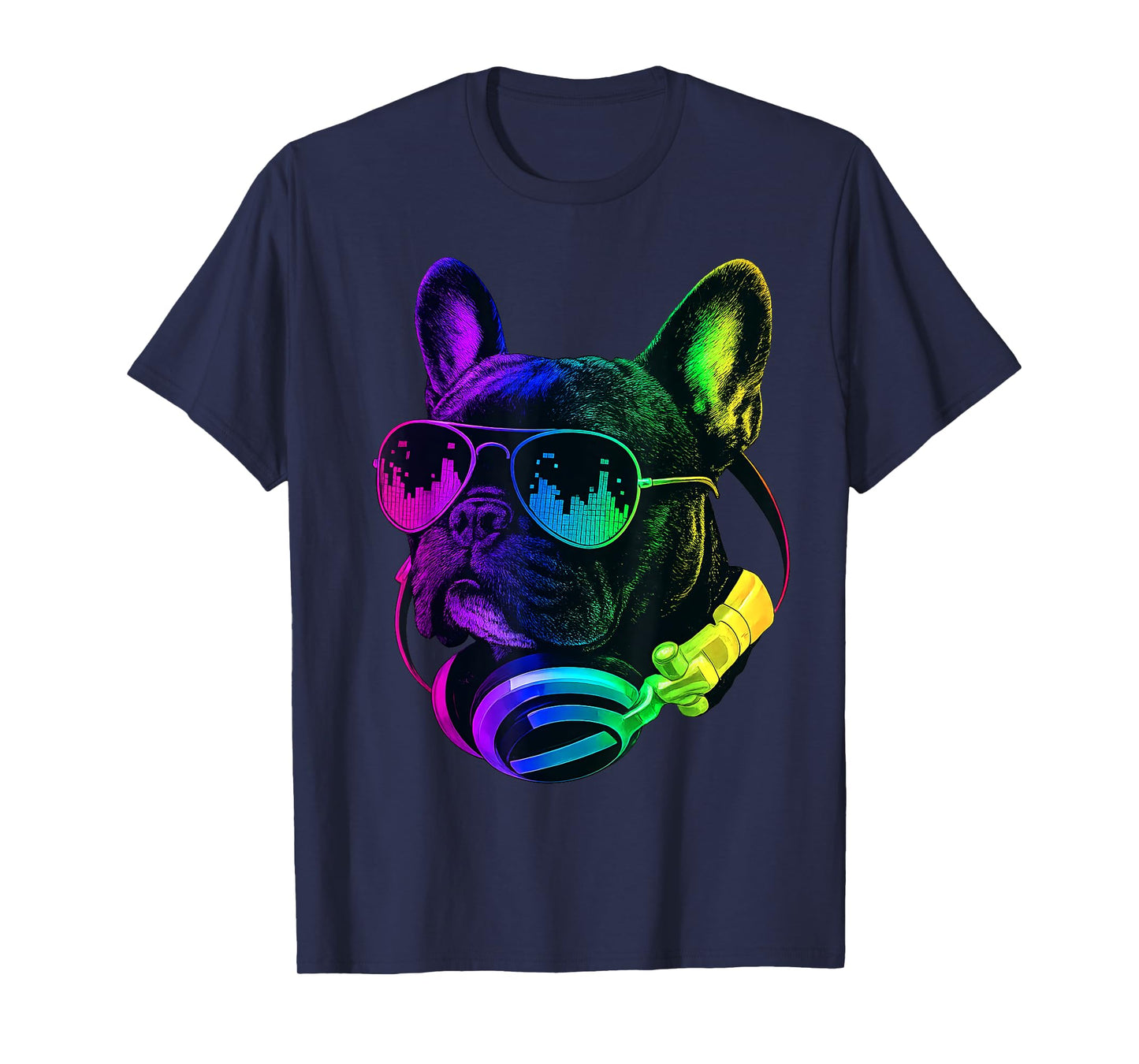 French Bulldog DJ Headphones Retro Music Dog Lover T-Shirt