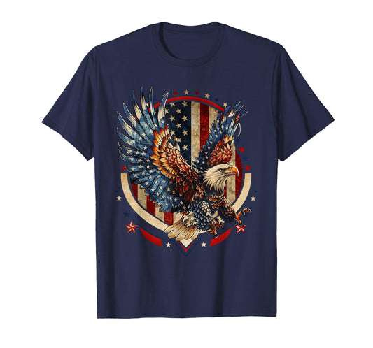 American Bald Eagle USA Flag Patriotic Eagle 4th of July Women Kids Men T-Shirt