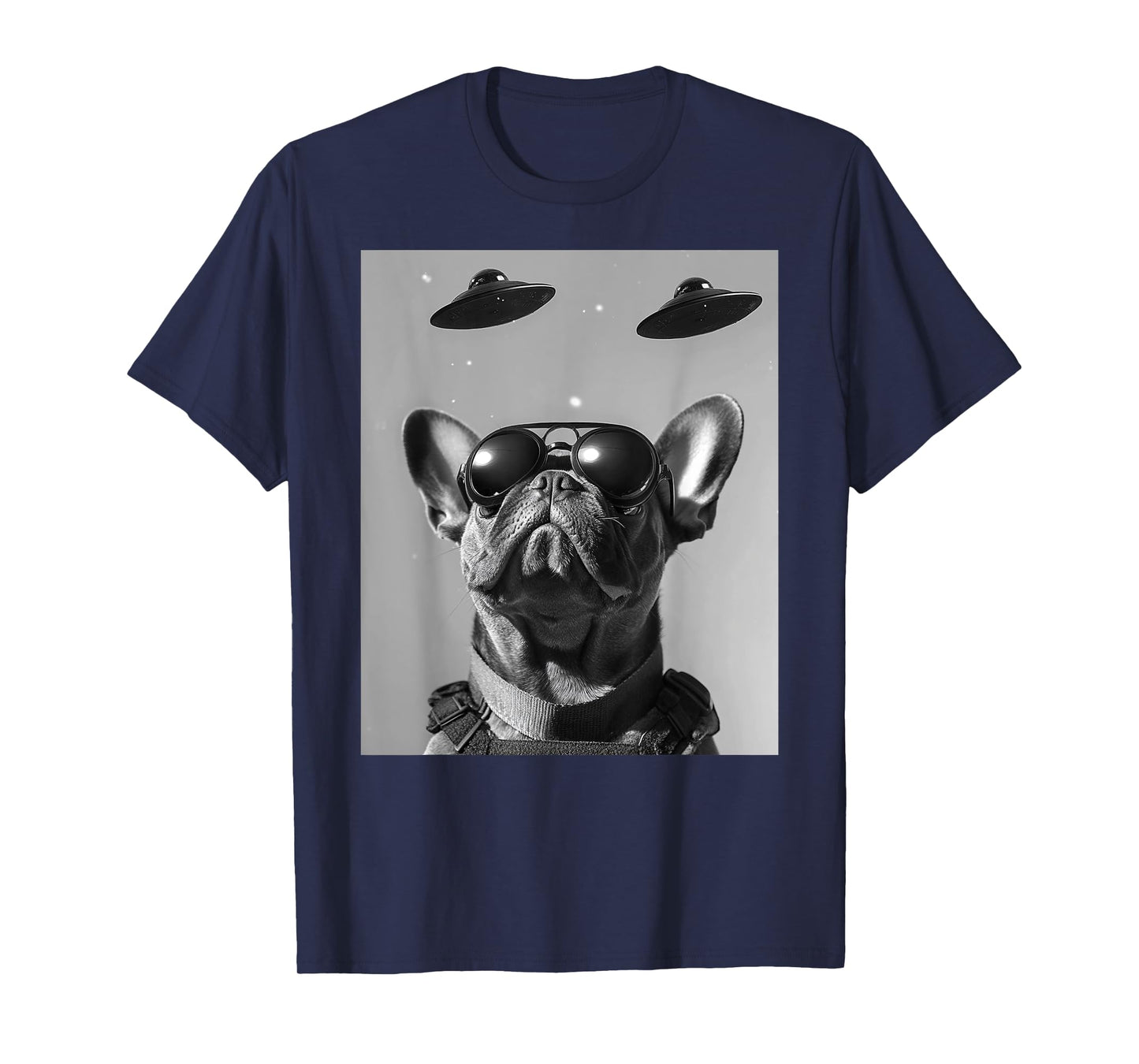 Funny graphic French Bulldog Frenchie UFO Alien Funny weird T-Shirt
