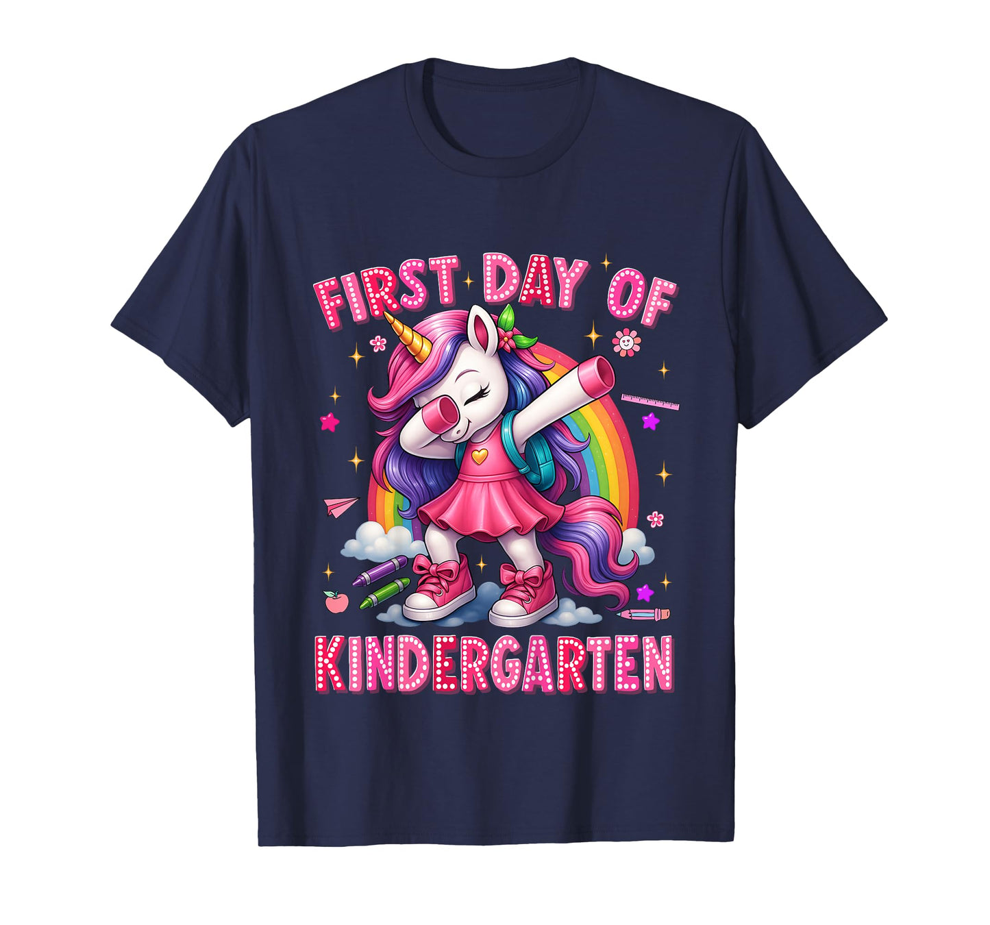 First Day Of Kindergarten Unicorn Back To School Girl Outfit T-Shirt