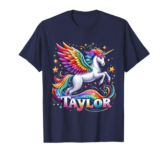 Girl Retro Taylor First Name Personalized Groovy 80's T-Shirt