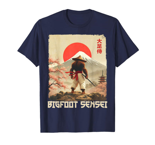 Samurai Bigfoot Sensei Funny Sasquatch Japanese Art Graphic T-Shirt