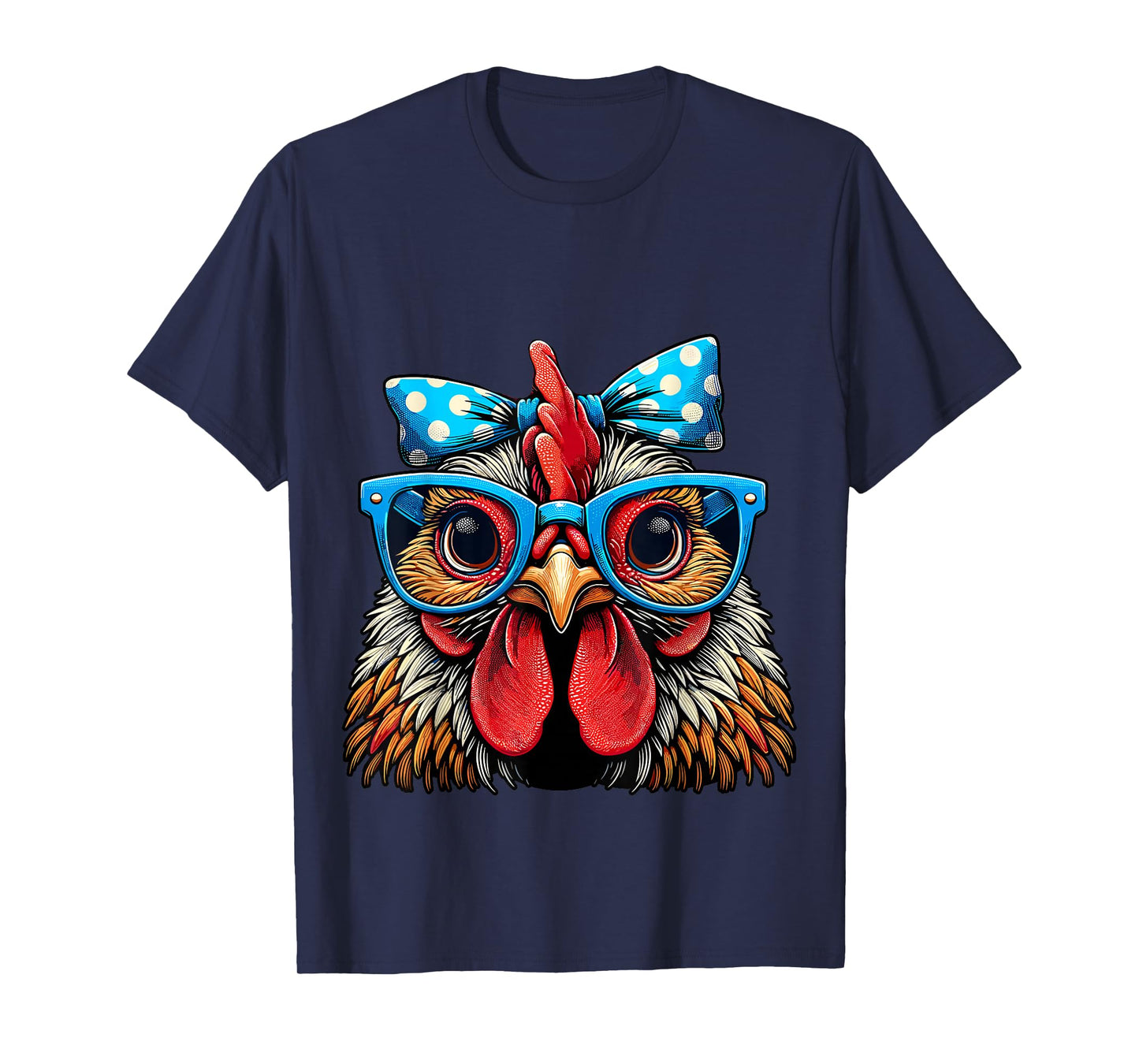 Chicken with Glasses and Bow Farm Girl T-Shirt