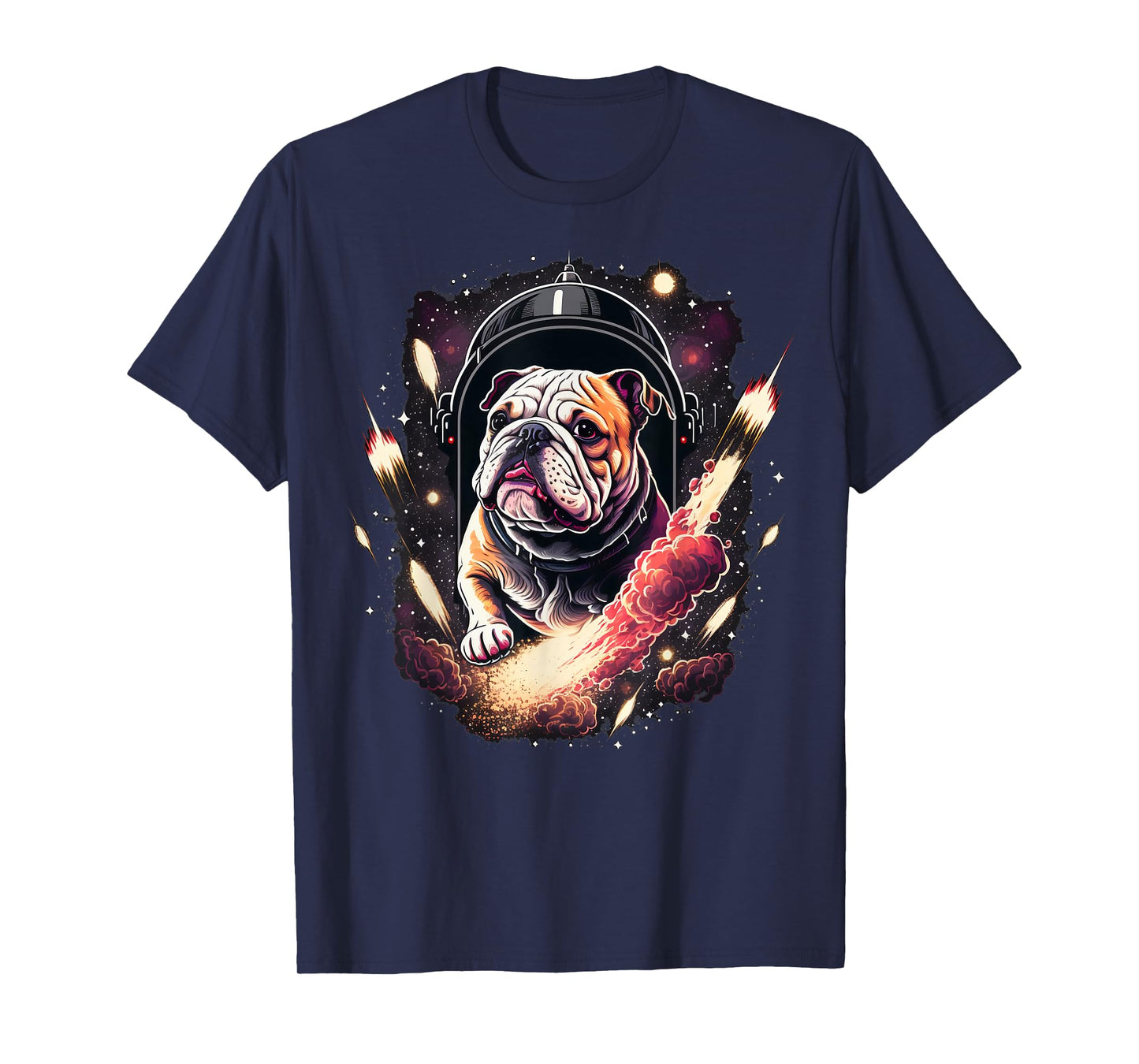 Outer Space Bulldog on Galaxy Astronaut Bulldog T-Shirt