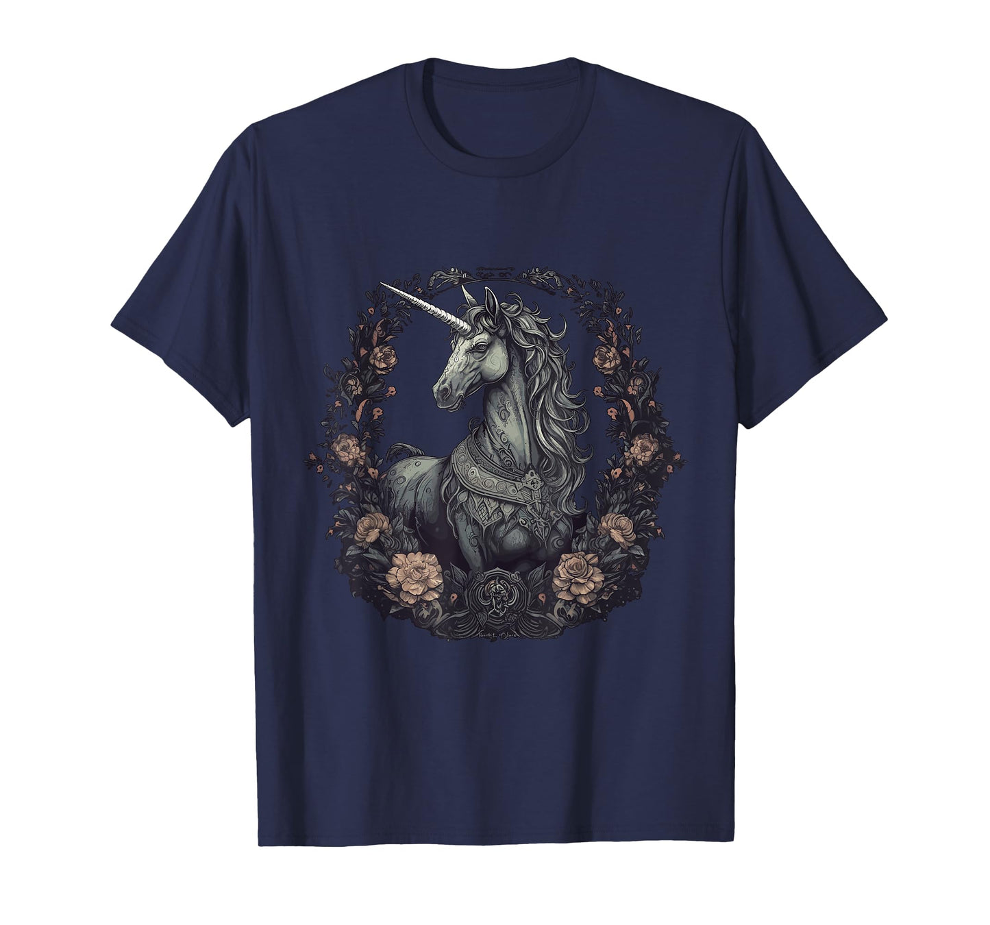 Unicorn Goth Unicorn Gothic Dark Flowers T-Shirt