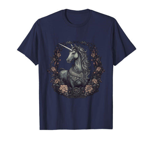 Unicorn Goth Unicorn Gothic Dark Flowers T-Shirt