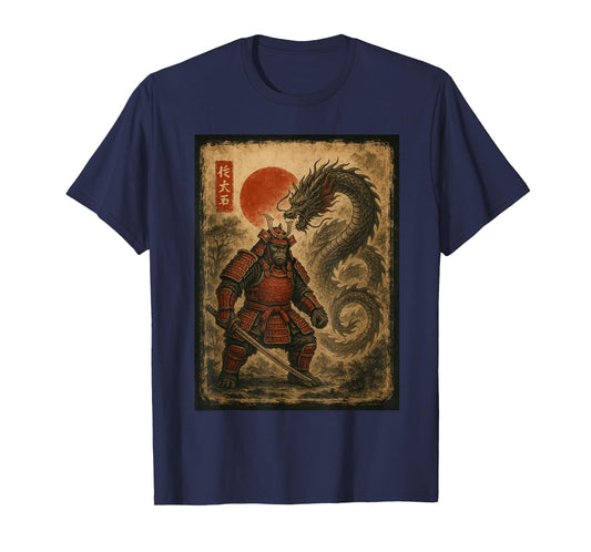 Bigfoot Samurai Vintage Japanese Dragon Sasquatch Men Boys T-Shirt