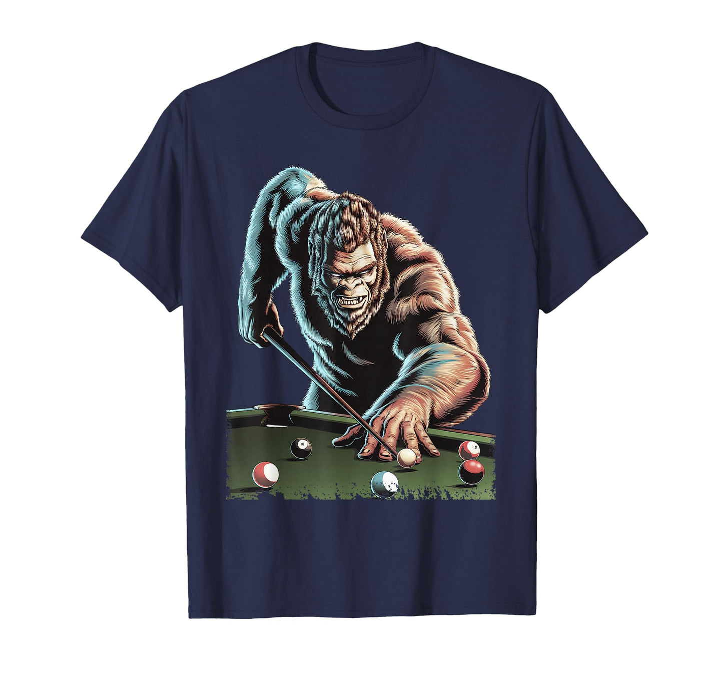 Funny Bigfoot Sasquatch Billiards Pool Player Men Boys T-Shirt