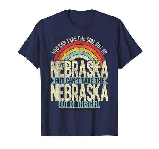 Retro Girl Out Of Nebraska Hometown Home Nebraska T-Shirt