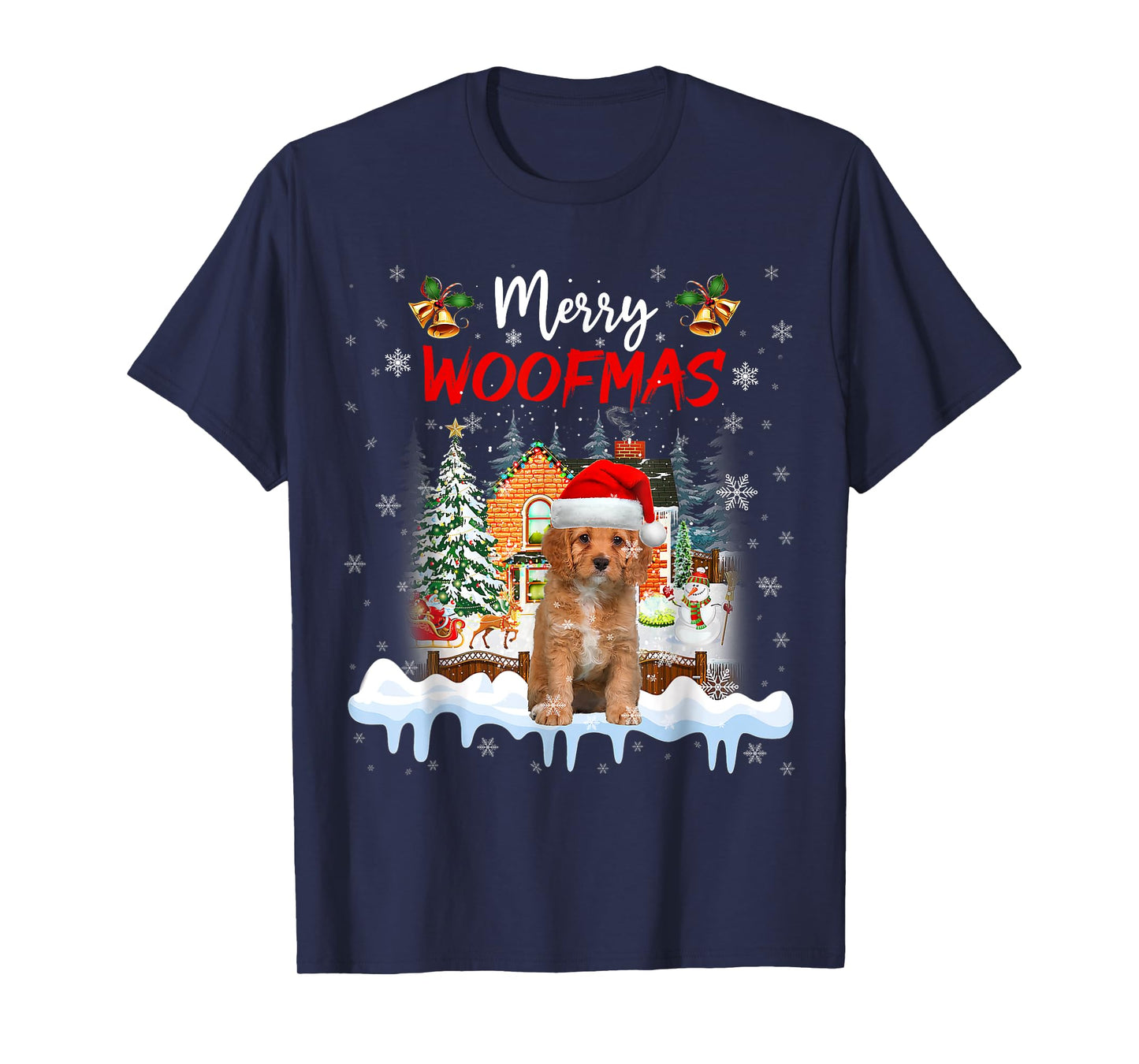 Merry Woofmas Cavapoo Christmas Tree Dog Lover Xmas T-Shirt
