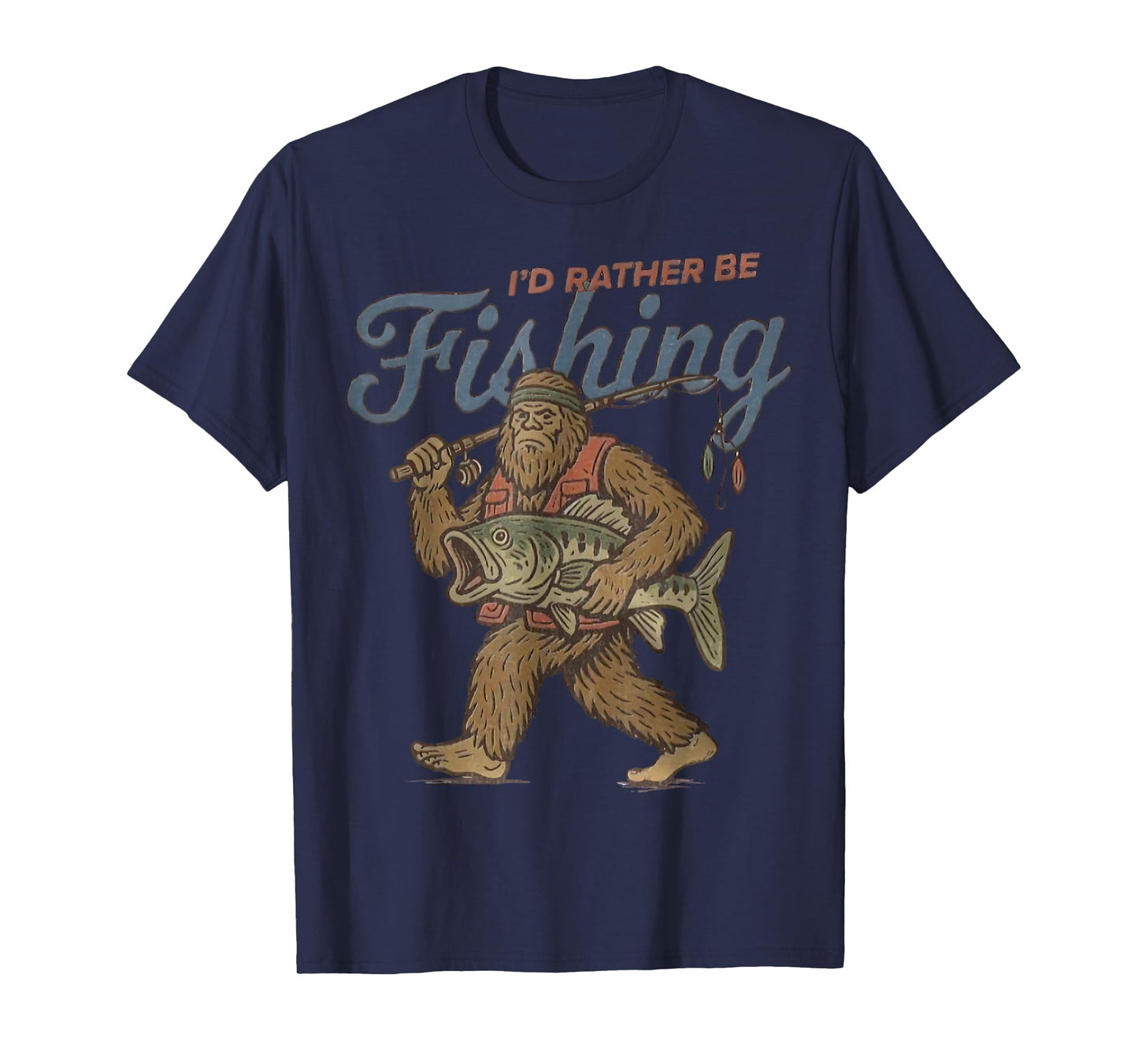 I'd Rather Be Fishing Bigfoot Sasquatch Fishing Men Boys T-Shirt