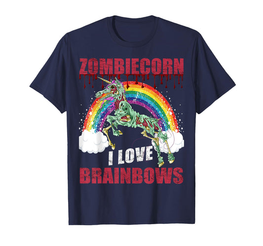Zombie Unicorn I Love Brainbows Halloween Punk Gothic Goth T-Shirt