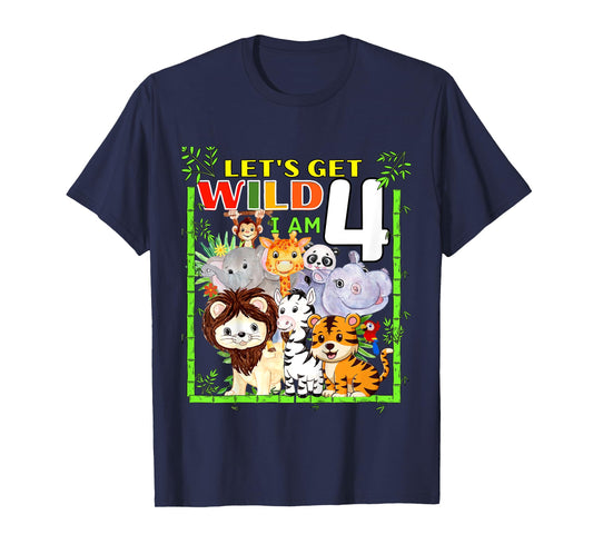 Kids 4 Year Old Zoo Birthday Safari Jungle Animals 4th Birthday T-Shirt