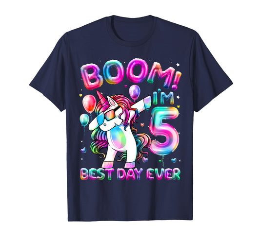 5 Years Old Dabbing Unicorn Gifts 5th Birthday Girl Party T-Shirt