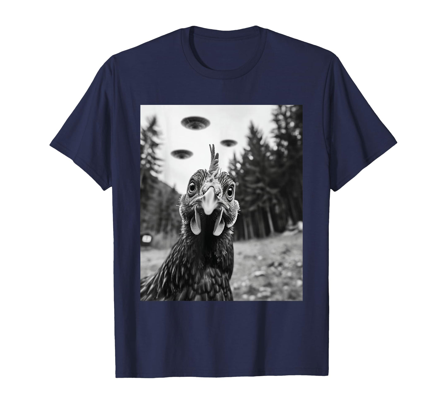 Selfie - Funny Alien Selfie Chicken UFO T-Shirt