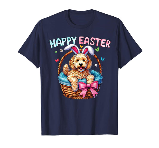 Happy Easter Day Golden Doodle Dog Lovers Easter Bunny Women T-Shirt