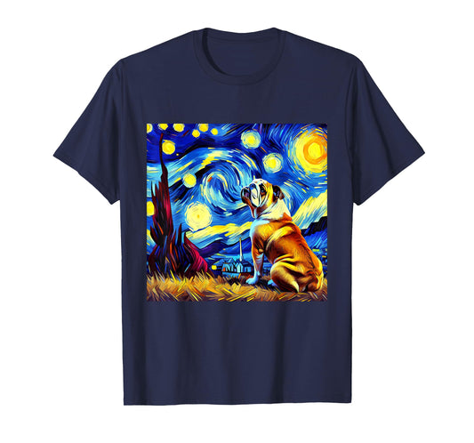 French Bulldog Van Gogh Starry Night Animal Frenchie Dog T-Shirt