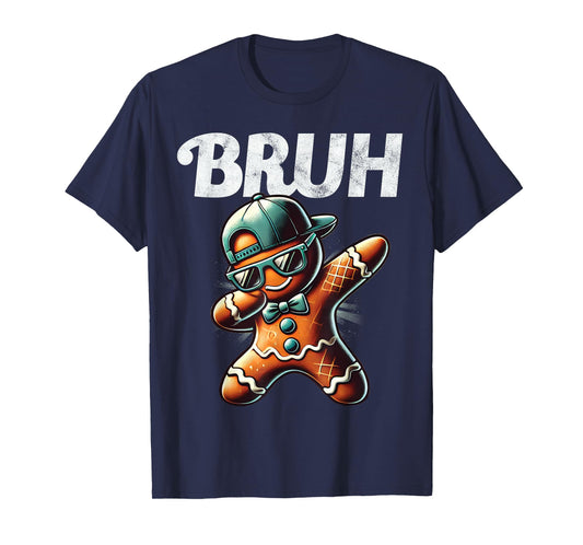 Bruh Meme Cool Gingerbread Dabbing Funny Christmas Boys Kids T-Shirt
