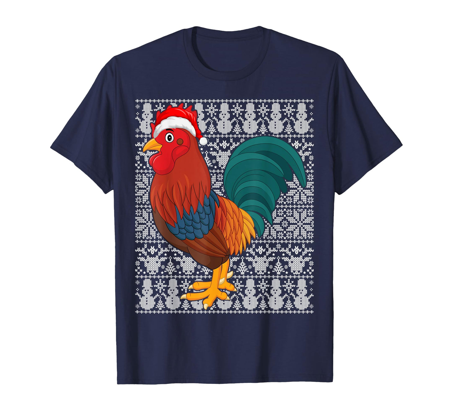 Rooster Bird Wearing Santa Hat Men Women Kids Ugly Christmas T-Shirt