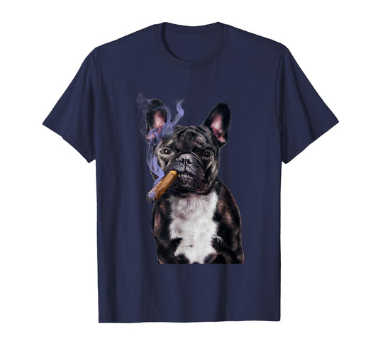 T-Shirt, Gangster French Bull Dog Smoking Cigar, Bad Dog T-Shirt for Men Women