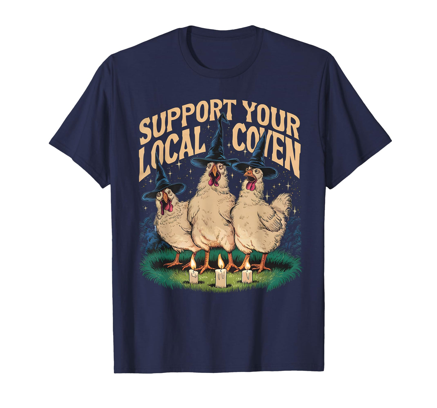 Support Your Local Coven Funny Farm Witch Chicken Halloween T-Shirt