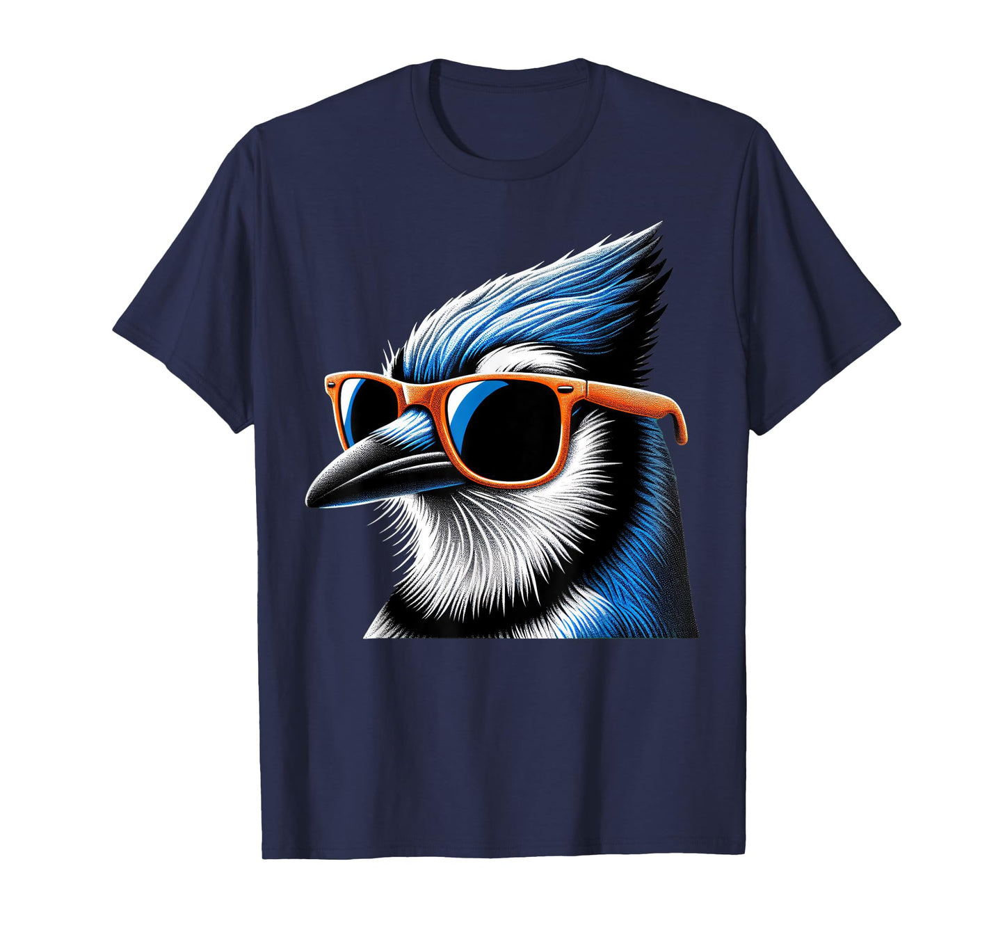 Cool Blue Jay Bird Wearing Sunglasses Graphic Art T-Shirt