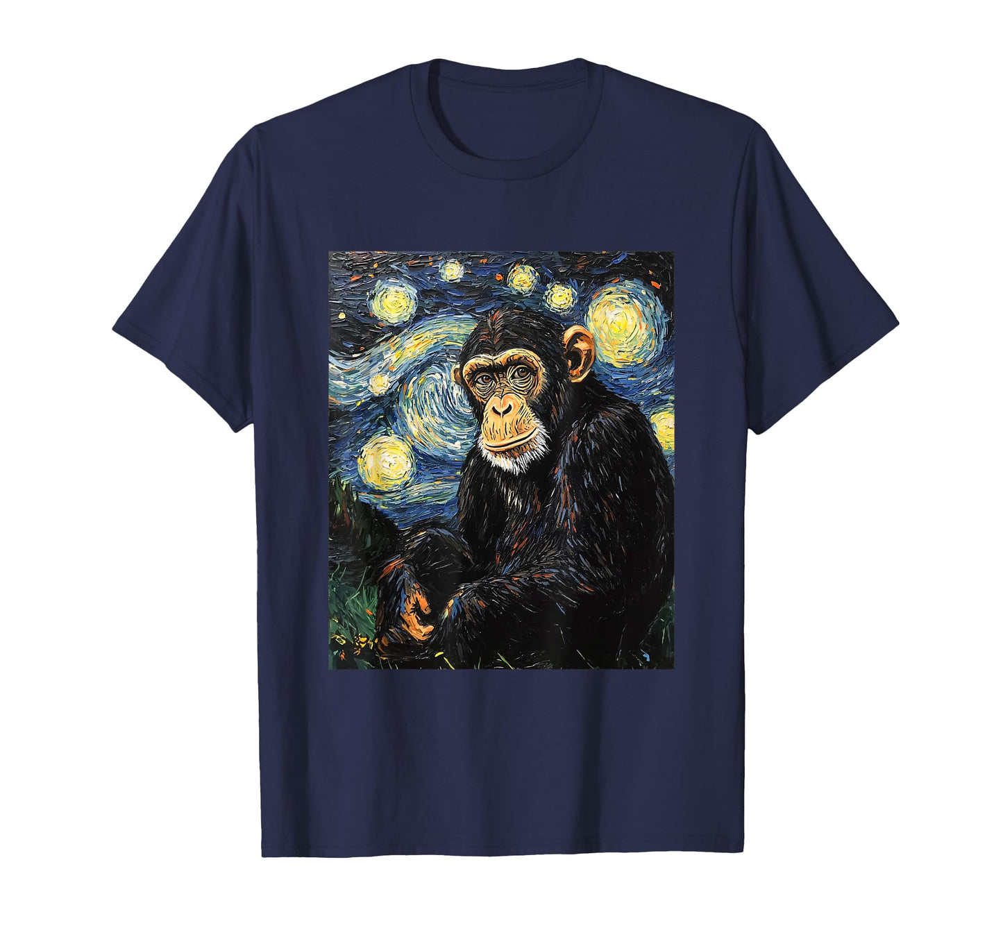 Chimpanzee Monkey - Van Gogh Style - Starry Night T-Shirt