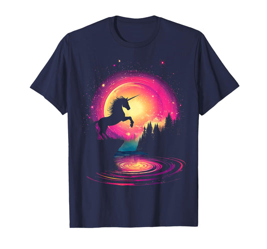 Unicorn Mythical Forest Motif Fantasy Art Unicorn T-Shirt