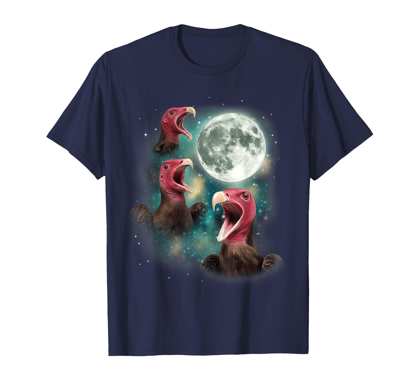 Three Vulture Moon | 3 Buzzard Howling Cursed Meme Bird T-Shirt