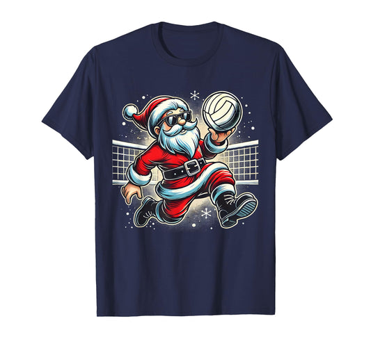 Santa Playing Volleyball Lovers Boys Girls Kids Christmas T-Shirt