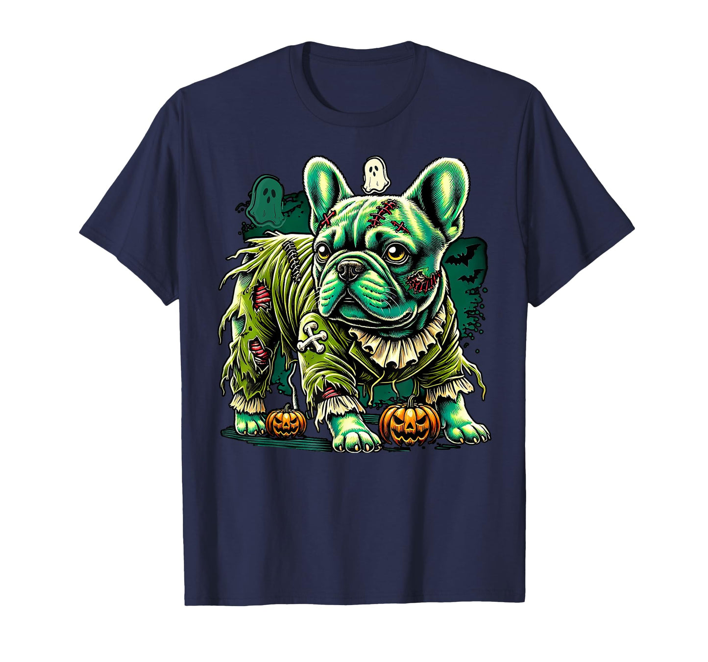 Zombie French Bulldog Halloween Dog Undead Puppy Costume T-Shirt for Men Women