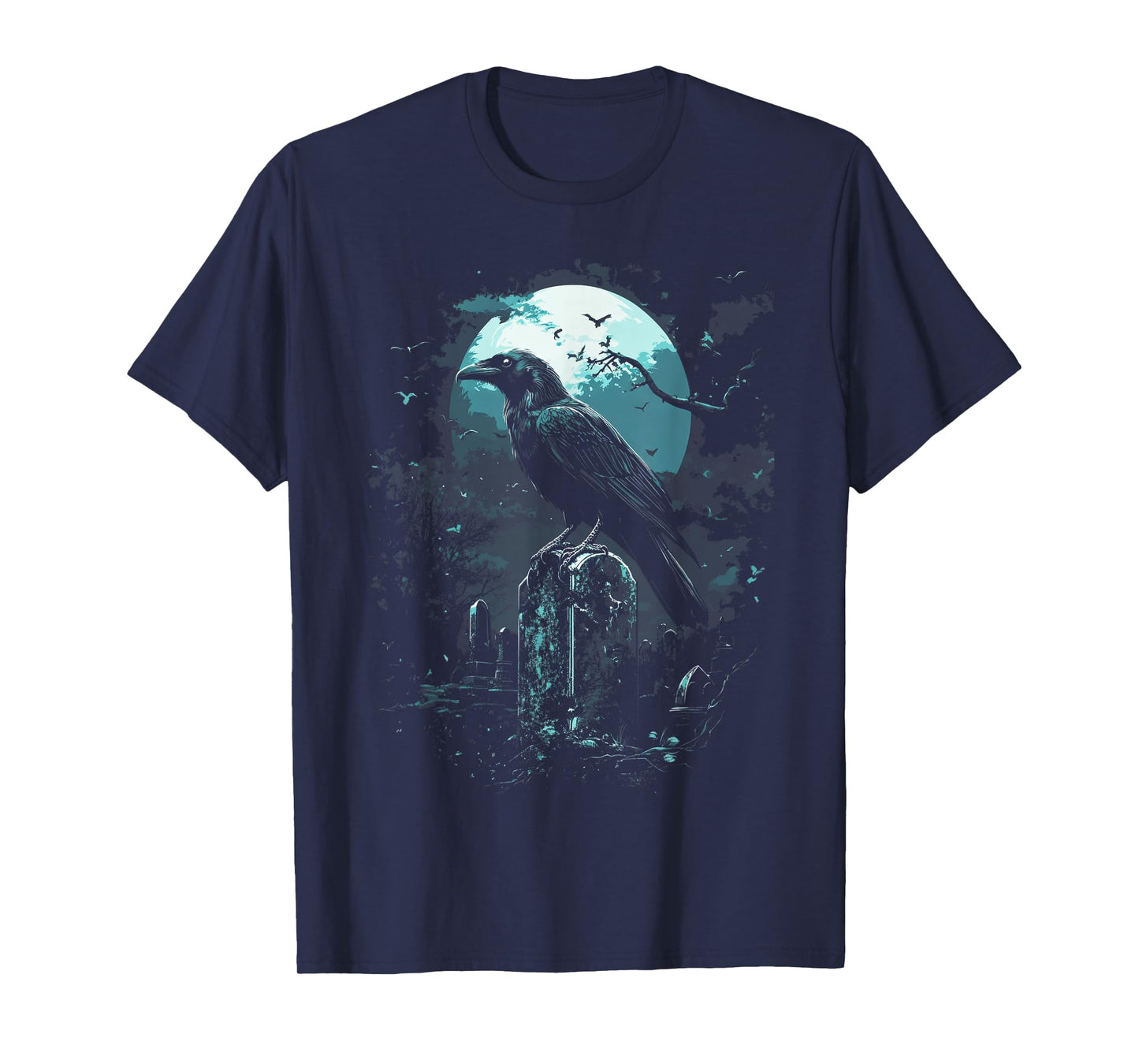 Halloween theme Gothic raven Spooky graveyard Raven Bird Gothic Raven art Cemetery Fantasy T-Shirt