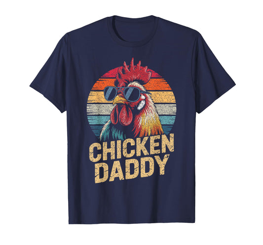 Men Chicken Daddy Vintage Rooster Poultry Farmer Fathers Day T-Shirt