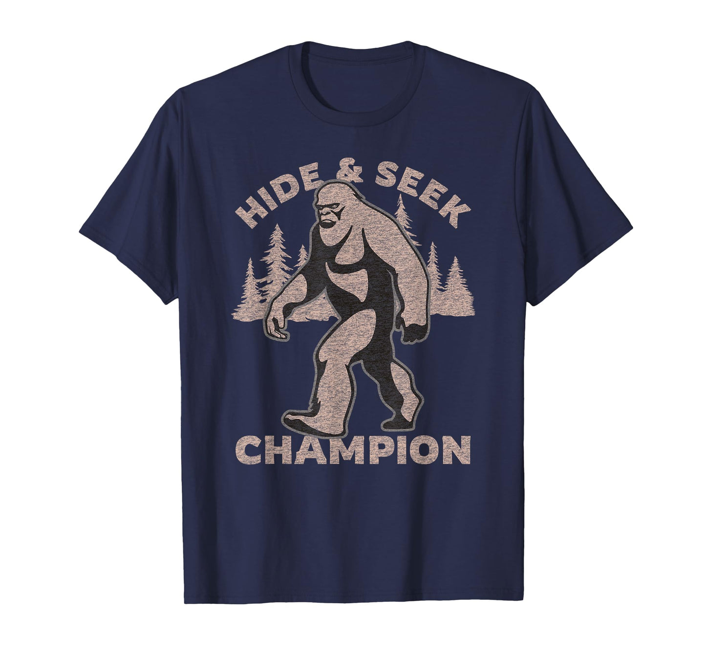 Funny Bigfoot Graphic Print Hide and Seek Champion T-Shirt